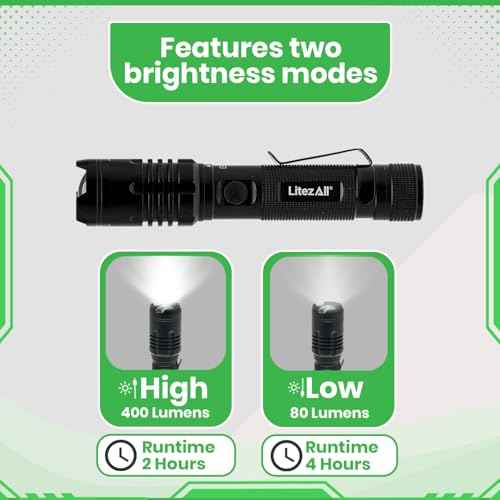 LitezAll 1000 Lumen Rechargeable Flashlight ? USB Flashlight Rechargeable Pocket, Power Bank, High/Low Modes, Compact Flashlight with Charging Cable Included