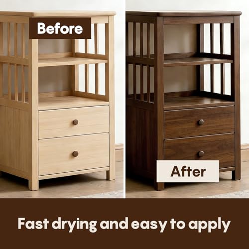 SENVEN Walnut Wood Stain 3.5 Fl Oz - Fast Drying, Water-Based, Non-Toxic Interior & Exterior Furniture & Cabinet Finish