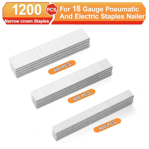 Korantek 18 Gauge Narrow Crown Stapler Staples 1/2, 3/4, 1 Inch Assembly Pack 1200pcs