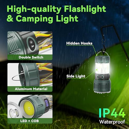 Rechargeble Flashlights High Lumens, 10 Modes 2000 Lumens Super Bright Handheld LED Flashlight, 4500mAh Waterproof Powerful Camping Flashlight for Emergency, Hiking