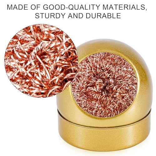 Soldering Iron Tip Cleaner, Premium Stainless Steel Soldering Iron Cleaner Quick Cleaning No Water Required Soldering Iron Tip Cleaner Practical Tools(Gold)