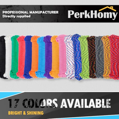 PERKHOMY Black 1/4 Inch (7mm) Polyester Rope - 90 ft Utility Climbing & Camping Cord