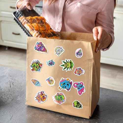 Psychedelic Skull and Trippy Mushroom Artwork 50pcs Stickers Pack Vinyl for Laptop Skateboard Guitar Water Bottle Helmet Decoration Wall Bike Hat Hard Phone Case Car Bottles