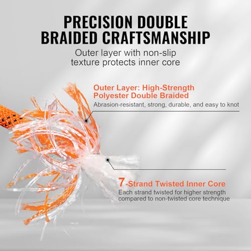 VEVOR Polyester Double Braided Rope 1/2 Inch x 120 Ft Outdoor Climbing and Rigging Rope