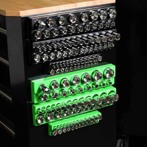 Magnetic Socket Organizer Set 6Pcs, Magnetic Socket Holder, 1/4", 3/8", 1/2" Drive Metric SAE Standard & Deep Sockets Magnetic Socket Trays