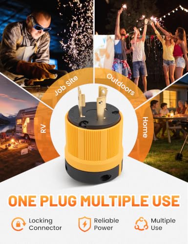MECMO L5-30P Locking Plug 30 Amp 125V Generator Marine RV Power Connector