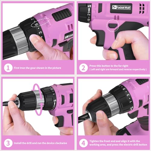 FADAKWALT 20V Cordless Drill Set with Battery & Carrying Bag, 30N Torque