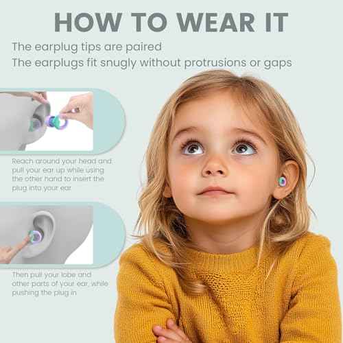 Kids Ear Plugs(6+yrs)-2 Pairs of Reusable Noise Reduction Earplugs for Small Canal With 6 Tips,Soft Silicone Earplugs for Sleeping,Focus,Travel,Socializing,Concert&Hearing Protection 25dB-30dB