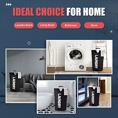 Caroeas 90L Tall Laundry Basket – Large Freestanding Hamper, Black