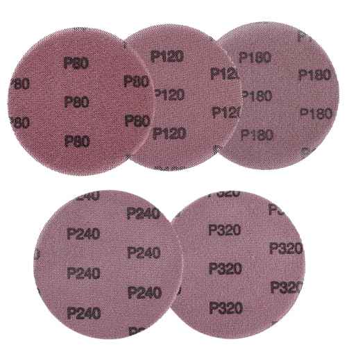 WORKPRO 20-Piece Sanding Discs - 5-Inch Hook and Loop Sanding Disc for Dust-Free Sanding, Tear-Resistant Nylon, 80/120/180/240/320 Grits for Orbital Sanders