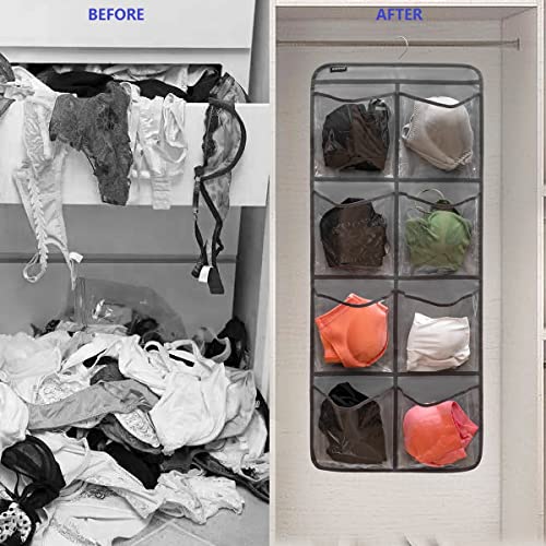 ANZORG Grey Dual-Sided Hanging Closet Organizer with 26 Pockets for Baby & Kids Storage