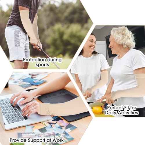 2 Pairs Protective Arm Sleeve for Men Women UV Protection Arm Sleeves Bruising Abrasions Tattoo Cover Up Sports Sleeve