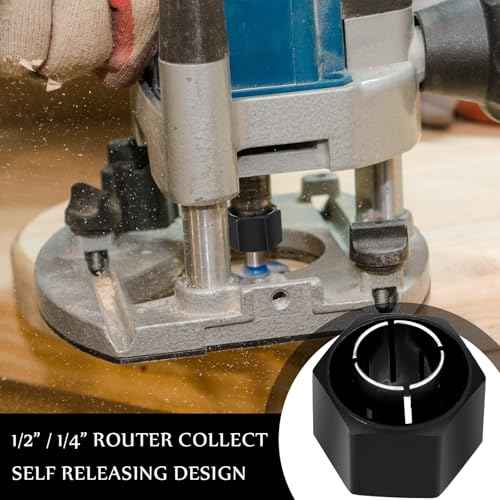 2 Pcs Router Collet Kit Replacement Compatible with Dewalt Dw621 Dw616 Dw618 Dw622 Dw626 and 1613, 1617, 1618 Series Routers (1/2 Inch)