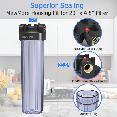 20x4.5 Inch Whole House Water Filter Housing for Sediment & Carbon Filters