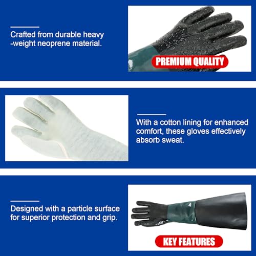 Rubber Sandblasting Gloves, Safety Rubber Sandblaster Gloves for Abrasive Blasting (With Gloves Holder)