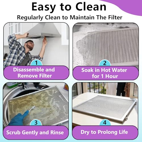 2-Pack S99010430-002 Range Hood Filter for Broan Nutone HPFA130 13-7/8" x 15-3/4" x 3/8" - Aluminum Mesh with Stainless Frame