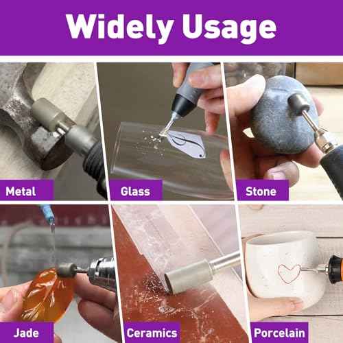 12PCS Diamond Grinding Bit Compatible with Dremel, Stone Carving Set with 50Grit Diamond Coated Bits Polishing Kit with 1/8" (3mm) Shank Rotary Tools Accessories for Stone Rocks Jewelry Glass Ceramics