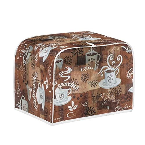 JEOCODY Two-Slice Coffee Theme Toaster Cover with Handle – Wide Slot, Dust Protection