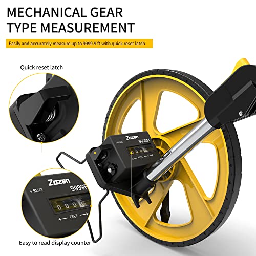 Zozen 12-Inch Measuring Wheel in Feet & Inches, Collapsible Mechanical Distance Finder