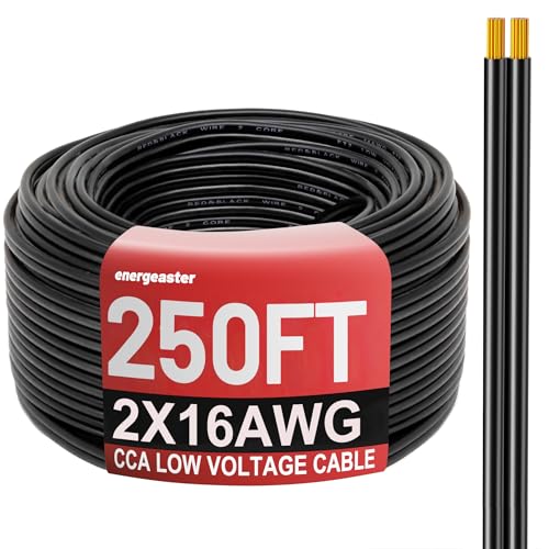 Energeaster 250FT 16/2 Low Voltage Landscape Wire Black, 16 AWG Cable