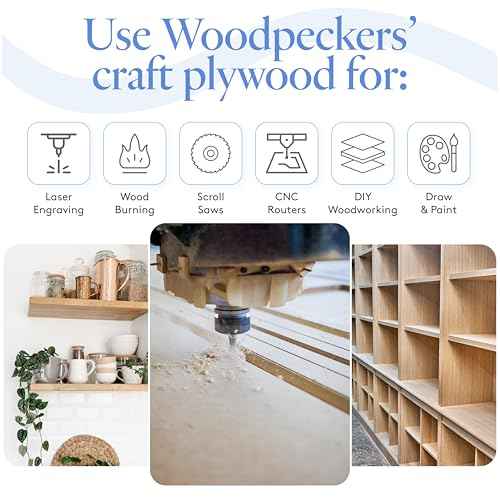 Baltic Birch Plywood 24 x 24 x 1/2 Inch - 12 mm Craft Wood, Pack of 2 B/BB Grade, Stronger Than Basswood or Balsa, Perfect for Laser, CNC Cutting, Wood Shelves by Woodpeckers