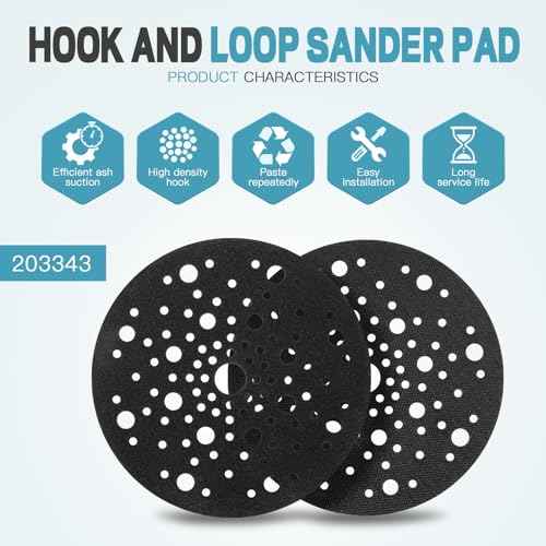 203343 Sanding Pad 6 Inch Hook and Loop Sander Protection Pad fit for Festool Random Orbit Sanders Festool 150, ES 150, ETS 150, ETS Ec 150, WTS 150, 2 Pieces¡¦