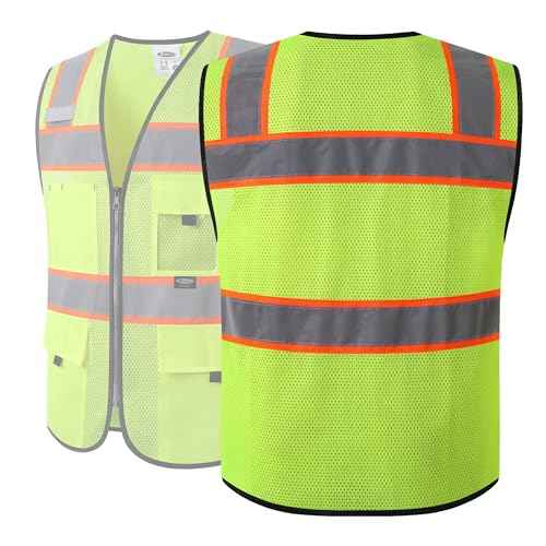 JKSafety Safety Vest for Men Women Hi Vis Relfective Vest with Pockets High Visibility Meet ANSI Standard