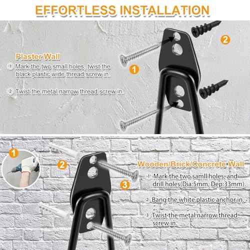 REMIAWY Garage Hooks Heavy Duty, Steel Utility Garage Storage Hook 6 Pack, Wall Mount Double Tool Hangers with Anti-Slip Coating for Hanging and Organizing Ladder Bike, Garden Tools, Bulk Items