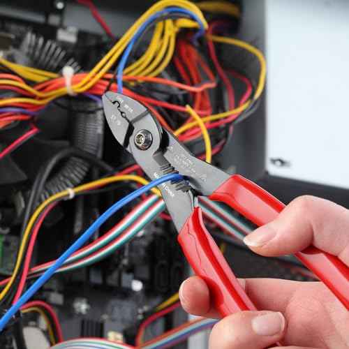 4 in 1 Wire Crimper Stripper 7 Inches Compact Wire Stripper Multi Purpose Electricians Pliers Professional Electrical Cable Stripping Crimping Tool 12-20 AWG Wire for Household Industrial