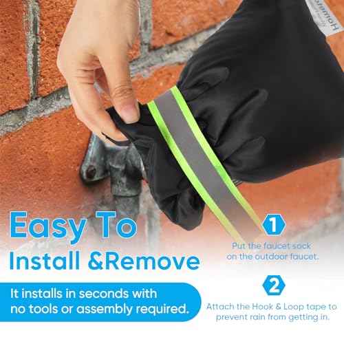 2Pack Outdoor Faucet Covers for Winter - Pro 6.7" W x 8.3" H Outdoor Water Faucet Cover Socks for Winter Freeze Protection Pipe Insulation Reusable Waterproof Insulated Spigot backflow Cover,Black