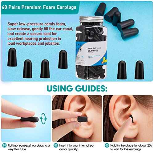 60 Pairs Bottled Earplugs for Noise Cancelling Foam EarPlugs for Sleeping Work Snoring Sound Blocking Construction Noise Reducing Earplugs