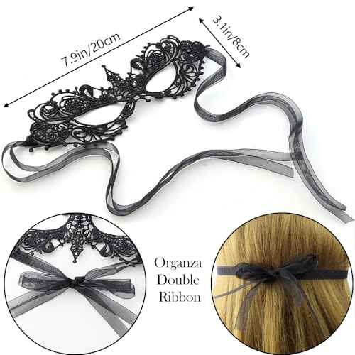 TCOTBE 3-Piece Venetian Party Lace Masquerade Masks - Women's Sexy Elastic Masks for Halloween & Mardi Gras