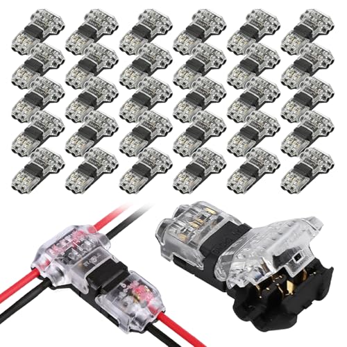 30PCS Low Voltage 3-Way Wire Tap Connectors for 18-22 AWG Cables, Solderless Splitters