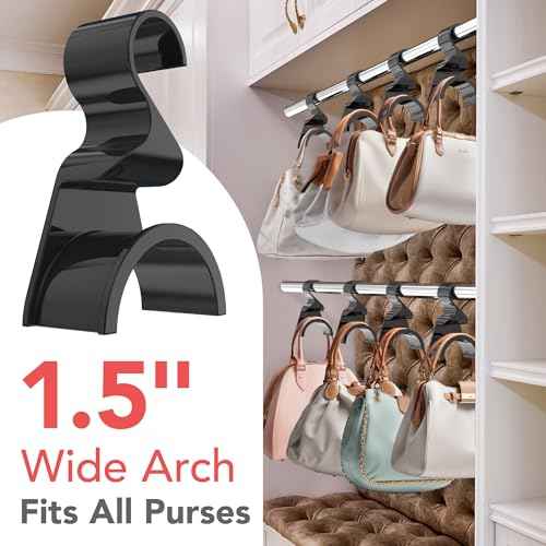 Wiosi Premium Black Purse Hanger Closet Set of 3 - Durable Acrylic Organizers and Storage Bag Hanger for Luxury Closet - Purse Hanger Holder for Handbags, Premium Backpack Purse Hooks
