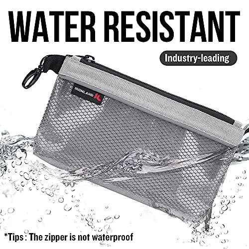 IRONLAND Zipper Pouches, Small Tools Bag, Waterproof Mesh Pouches, Tool Zipper Pouch, Travel Pouch, Clear Cosmetic Bag Case 4 Pack