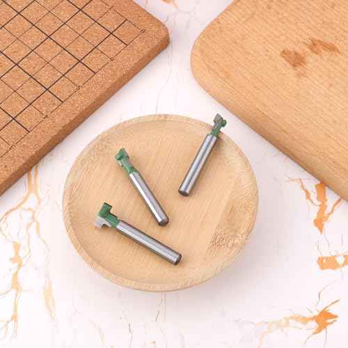 3pcs Keyhole Router Bits Set, 1/4 Inch Shank T Slot Cutter Set Router Bits, Blade Diameter 5/16", 3/8", and 1/2", Cutting Woodworking T Track Slotting Cutter for Wood Hex Bolt Milling Cutter Home DIY