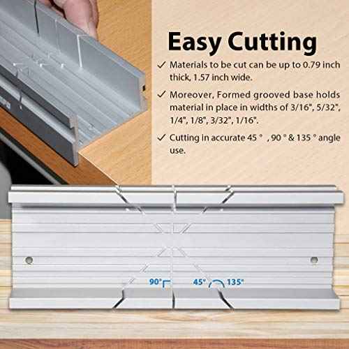 FIRSTINFO H5442 Metal Small Aluminum Miter Box 5.5 Inch Small Tiny Mitre Box for Manual Saw for Hand Saw 3 Cutting Angles