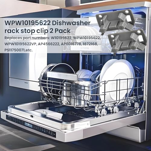 WPW10195622 Dishwasher Rack Stop Clip 2Pack for Whirlpool & Kenmore