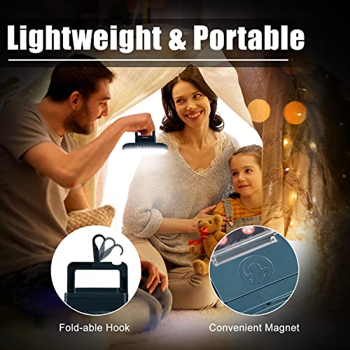 2-Pack Portable Camping Fans with LED Lanterns, USB Rechargeable Waterproof Tent Fans
