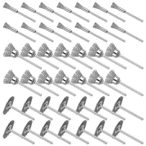 42Psc Wire Wheel Brush Set, Rotary Tool Wire Brush, Steel Wire Wheels Pen Brushes Set Kit Accessories for Rotary Tool-1/8(3mm) Shank