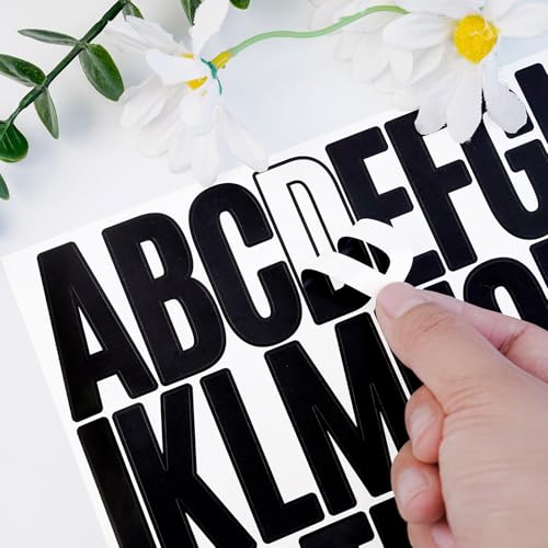 Wavamawa 2-Inch Black Letter Stickers - Waterproof Vinyl Alphabet & Number Decals, Mailbox & Signage