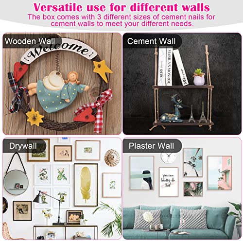TOYIEW 315pcs Picture Hanging Kit with Hooks Nails & Pink Hammer - Home Decor