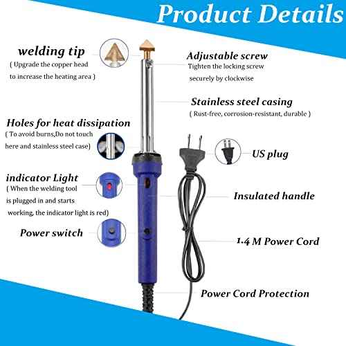 100W Plastic Welding Kit, Plastic Welder Soldering Iron Kit with 121pcs Rods, Professional Surface Repair Tool for Car Bumper with 4 Welding Tips, Patch Net,Hot Iron Stand,Wire Brush,Metal Stand, etc.