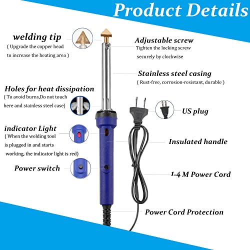 100W Plastic Welding Kit, Plastic Welder Soldering Iron Kit with 121pcs Rods, Professional Surface Repair Tool for Car Bumper with 4 Welding Tips, Patch Net,Hot Iron Stand,Wire Brush,Metal Stand, etc.