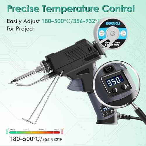 Soldering Iron gun Kit,60W Auto Feed Soldering Kit with Adjustable Temperature LCD Display,Wire,Tip Cleaner,5 Tips,Pump,Tweezers for Electronic PCB Repair,DIY