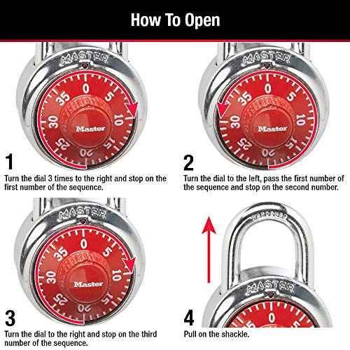 Master Lock 1504D Locker Lock Combination Padlock, 1 Pack, Red