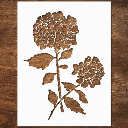 Hydrangea Stencil - Flower Stencils for Painting on Wood, Paper, Fabric, Wall, Furniture - Stencils for Crafts Reusable for Art, Cards, Journaling & Pattern Template - Floral Stencil (6x8 inch)