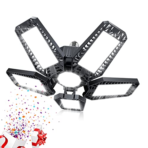 YIBEYYDS 160W 16000LM Deformable LED Garage Light with 5 Panels, E26/E27, Black - Variation 1