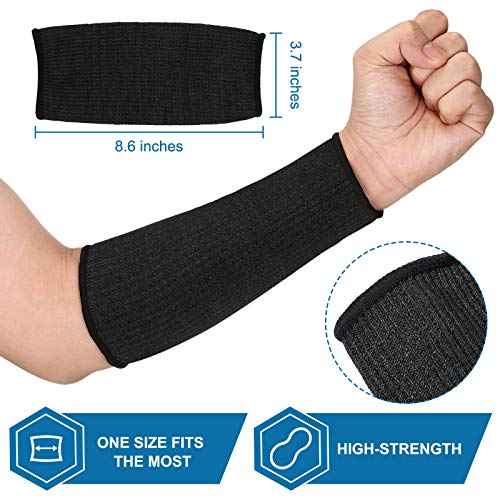 2 Pairs Cut Resistant Sleeve Arm Protection Level 5 Protection Safety Protective Sleeves Arm Protectors for Men Women(8.6 x 3.7 Inches,Black, Gray)