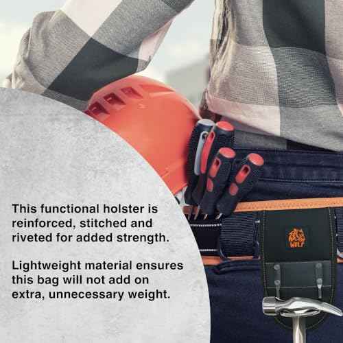WOLF WTH2101 Heavy-Duty Ballistic Steel Loop Hammer Holder | 3¡¯¡¯ Work Tool Belt Tunnel | Mallet Rock Pick Holster | Durable Lightweight | Construction Contractor Bricklayer Mining Maintenance Handyman